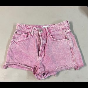 Zara pink denim shorts